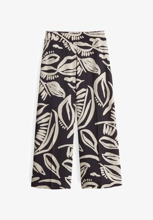 OPUS, HIGH RISE CROPPED WIDE FIT PRINT - Stoffhose - midnight brown
