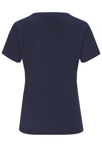 Námornícky modré bavlnené tričko s krátkymi rukávmi, okrúhlym výstrihom a hladkou textúrou. Vhodné na neformálne nosenie a priedušné pre pohodlie.