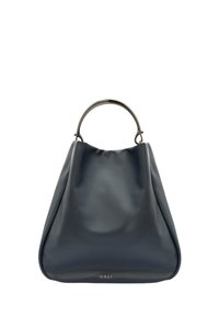 NALI hobo-väska i mörkblått läder med en slät yta, utrustad med ett metallhandtag och en diskret logotyp i botten.