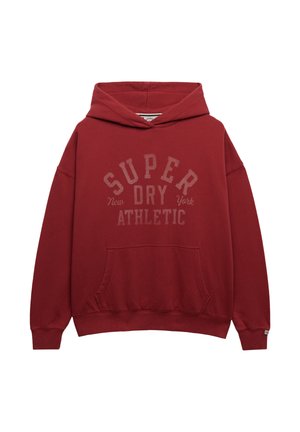 Superdry & Co, ATHLETIC ESSENTIALS RELAXED - Felpa con cappuccio - bordeaux red