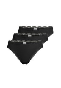 Mutandine nere a coste con pizzo, in confezione da tre, con delicate rifiniture scallop e tessuto morbido per un comfort ottimale.