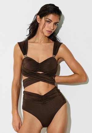 MAISIE HIGH-WAISTED RUCHED - Bikini alsók - chocolate brown