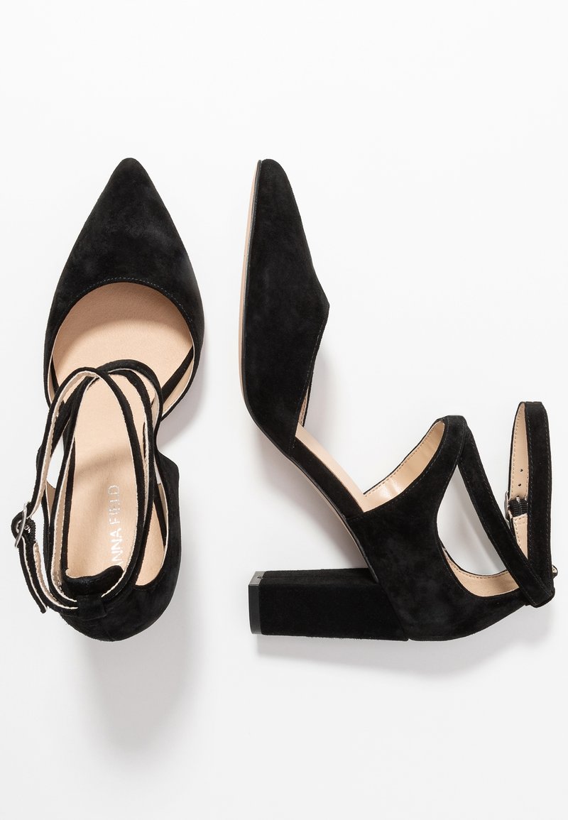 Talons Hauts Manfield - Bout Carré - Cuir Noir - Pointure UK 4 (EU 37) - Occasion