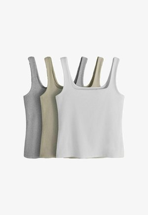 THE SET, REGULAR FIT - 3 PACK SQUARE NECK VEST - Top - khaki grey marl white