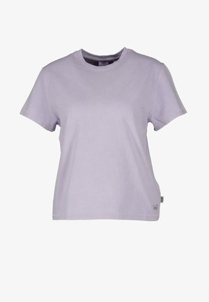 Levandulové tričko s krátkým rukávem vyrobené z měkké bavlny. Obsahuje kulatý výstřih a malé logo na lemu. Hladký povrch.