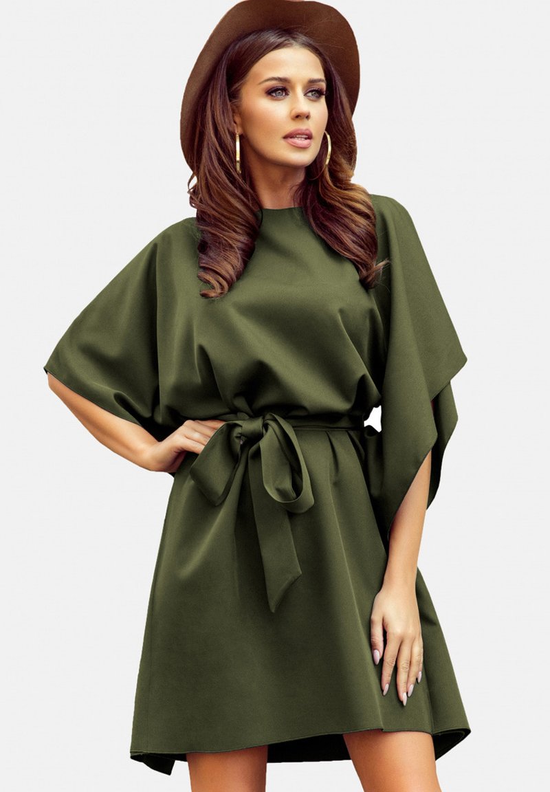 NUMOCO WITH SLEEVES - Kokteiļkleita/ballīšu kleita - khaki