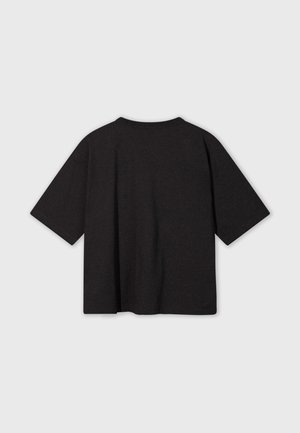 Sort, kortærmet t-shirt med afslappet pasform, rund hals og blød tekstur. Ingen synlig branding eller mønstre. Vist fra ryggen.