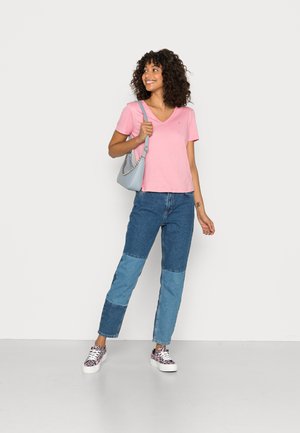 SLIM SOFT V NECK TEE 2 PACK - T-shirt basic - white/pink
