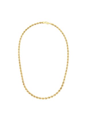 Goldene Kordelkette mit Karabinerverschluss auf weißem Hintergrund.