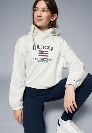 Tommy Hilfiger FLAG HOODIE - Mikina s kapucňou - snow white heather