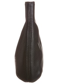 Housse de levier de vitesses pour vélo ou véhicule en cuir noir texturé avec couture verticale au centre, effilée vers le haut.