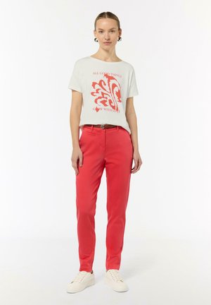 comma AUS IM BOXY CUT - Print T-shirt - weiß