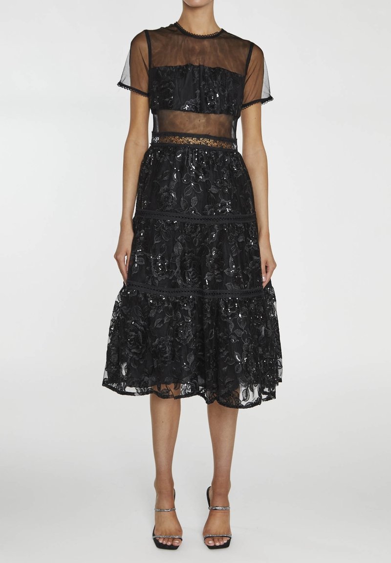 True Decadence PANELLED SKATER - Cocktailklänning - black