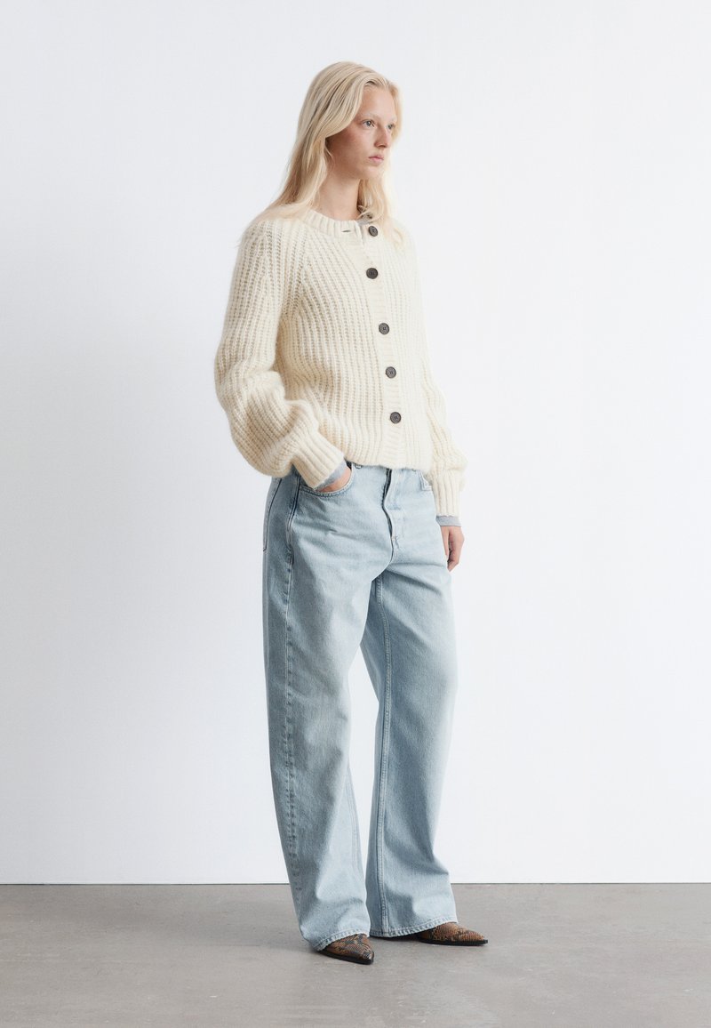 Jeans Other Stories White Cardigan Other Stories Zip Cardigan Other Stories Zigzag Stitch Zip Cardigan In  White 60% Off
