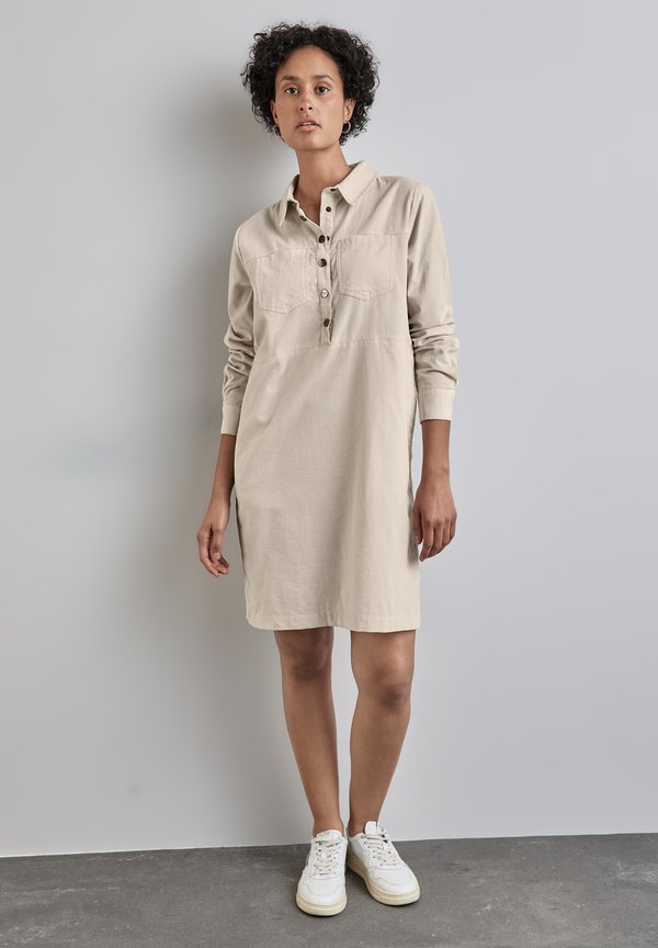 STREET ONE CORD-KLEID - Blusenkleid - beige
