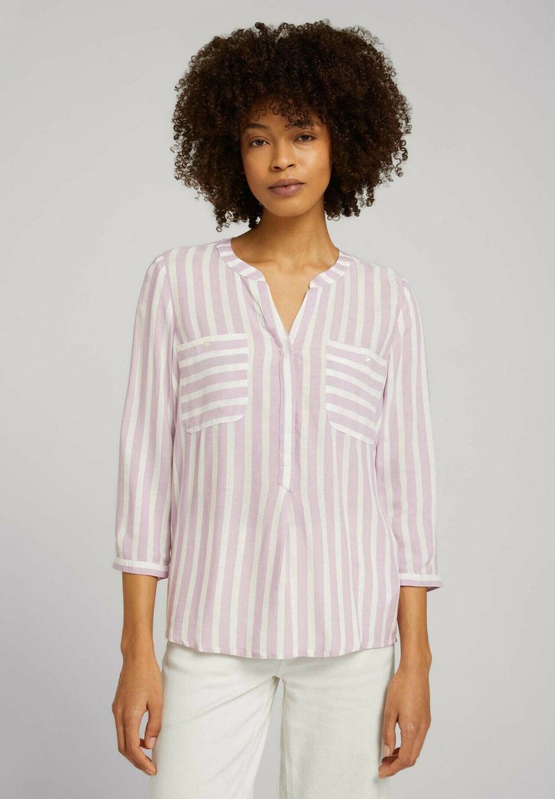 TOM TAILOR Bluse - lilac offwhite stripe