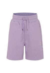 Vaalikukka puuvillasekoiteshortsit, joissa on joustava vyötärö, nyöri, sivutaskut ja hillitty hymyilevä logo. Pehmeä rakenne.