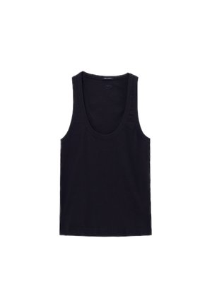 Zwarte tanktop van katoen, met een brede halslijn, zonder mouwen, en een rechte snit met een gladde textuur.