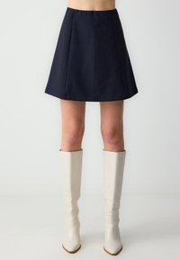PINSTRIPED FLARED  - Minirock - dark blue
