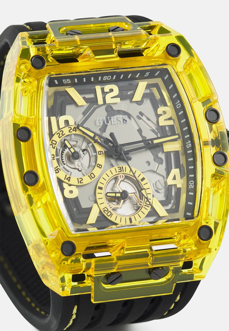 GUESS 43x51MM Orologio con cristalli accentati, rosso/nero, misura
