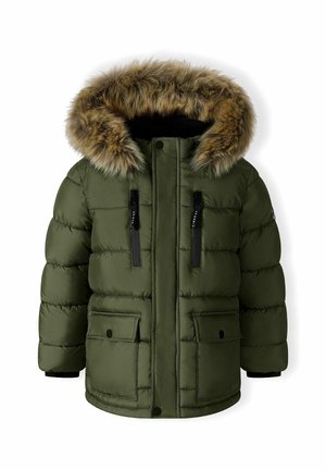 PADDED WITH FAUX FUR TRIM HOOD - Giacca invernale - khaki