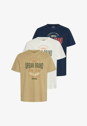 BHJARBIN 3 PACK - Nyomott mintás póló - dress blues snow white cornsta