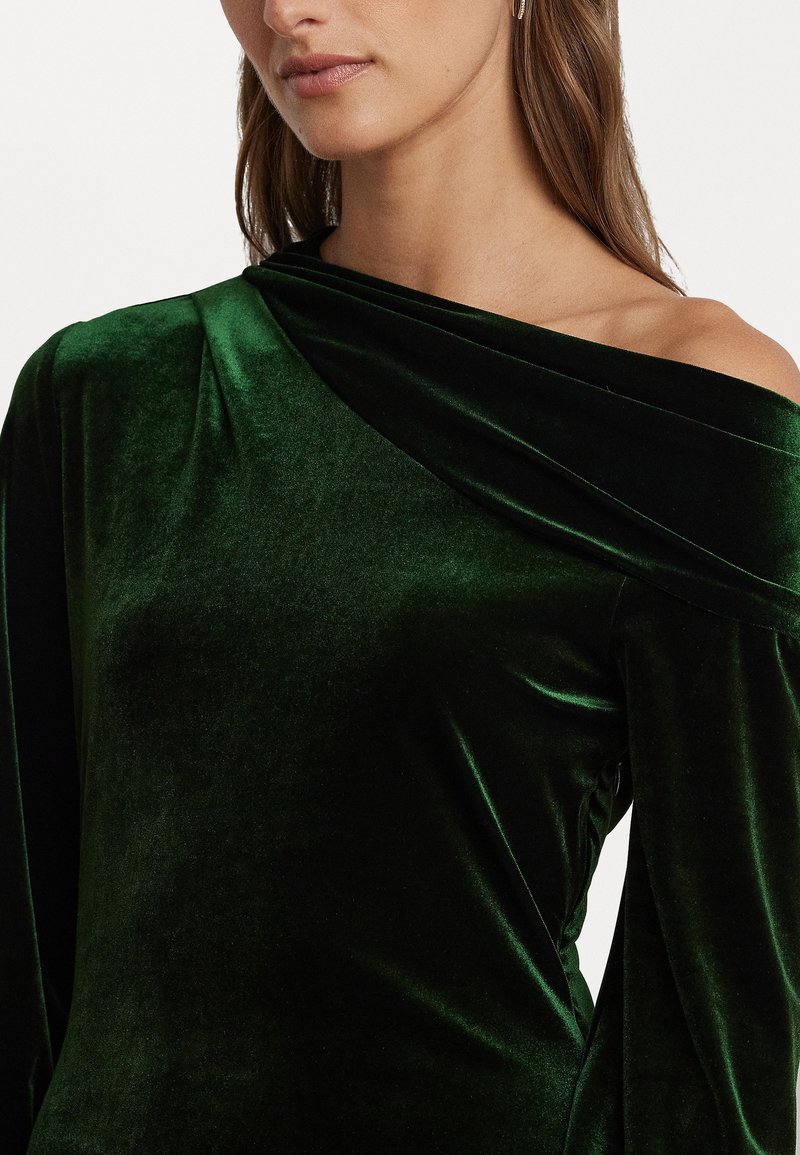slim fit dress slacks Off Shoulder Velvet Satin Wing Cape Maxi Dress - Sage Green