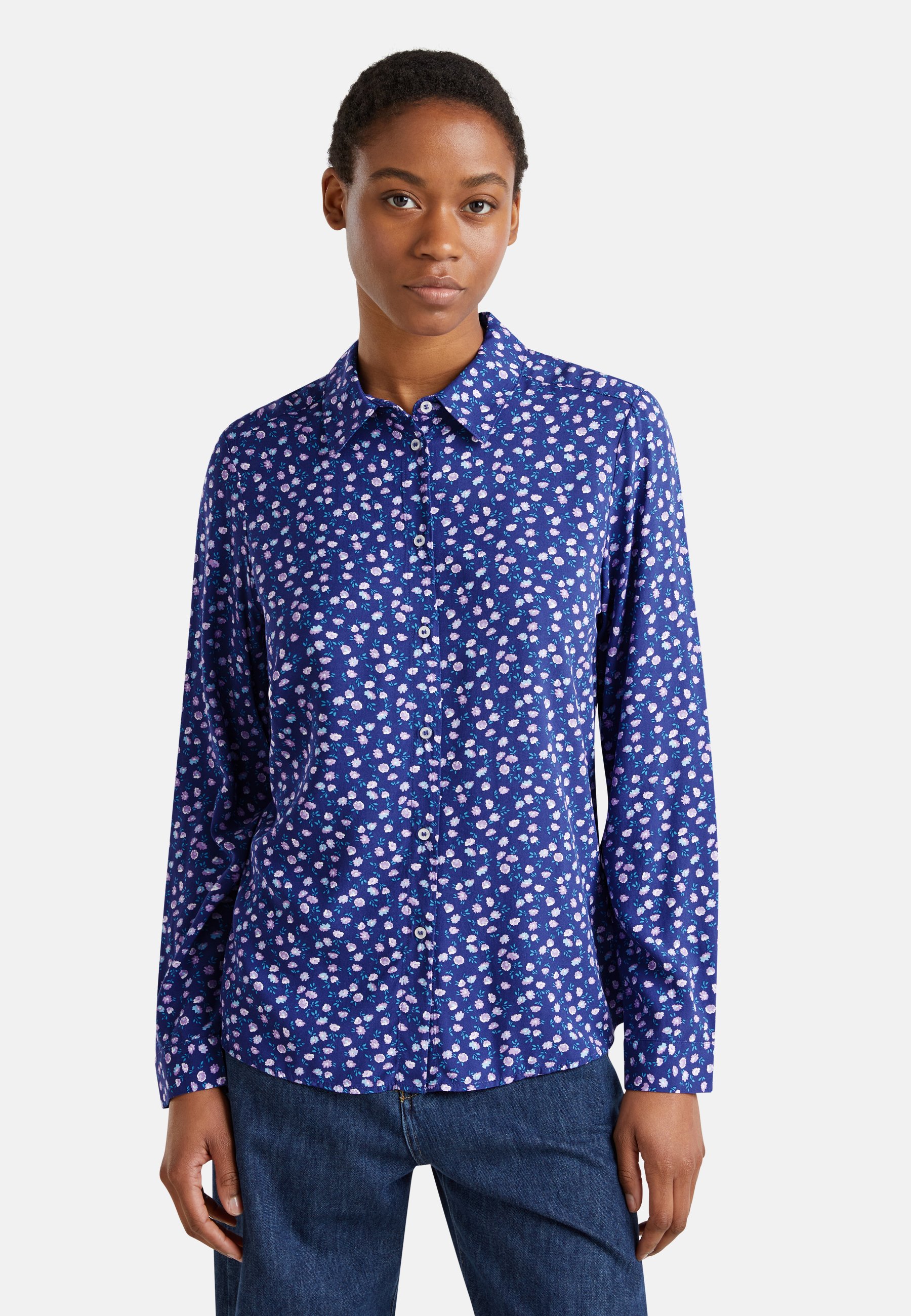 Estampado Floral Benetton Mujer Camisas Estampado Floral Blusas