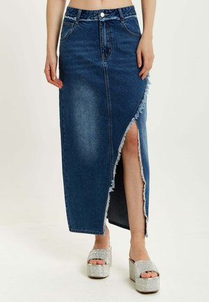 WRAP FRONT - Maxi skirt - blue