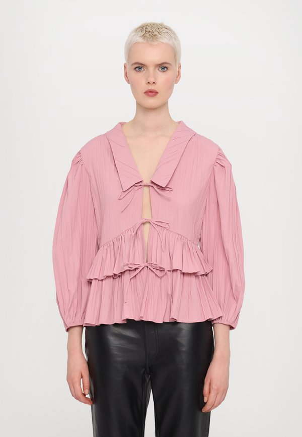 PLEATED BALLOON SLEEVE TIE - Blouse