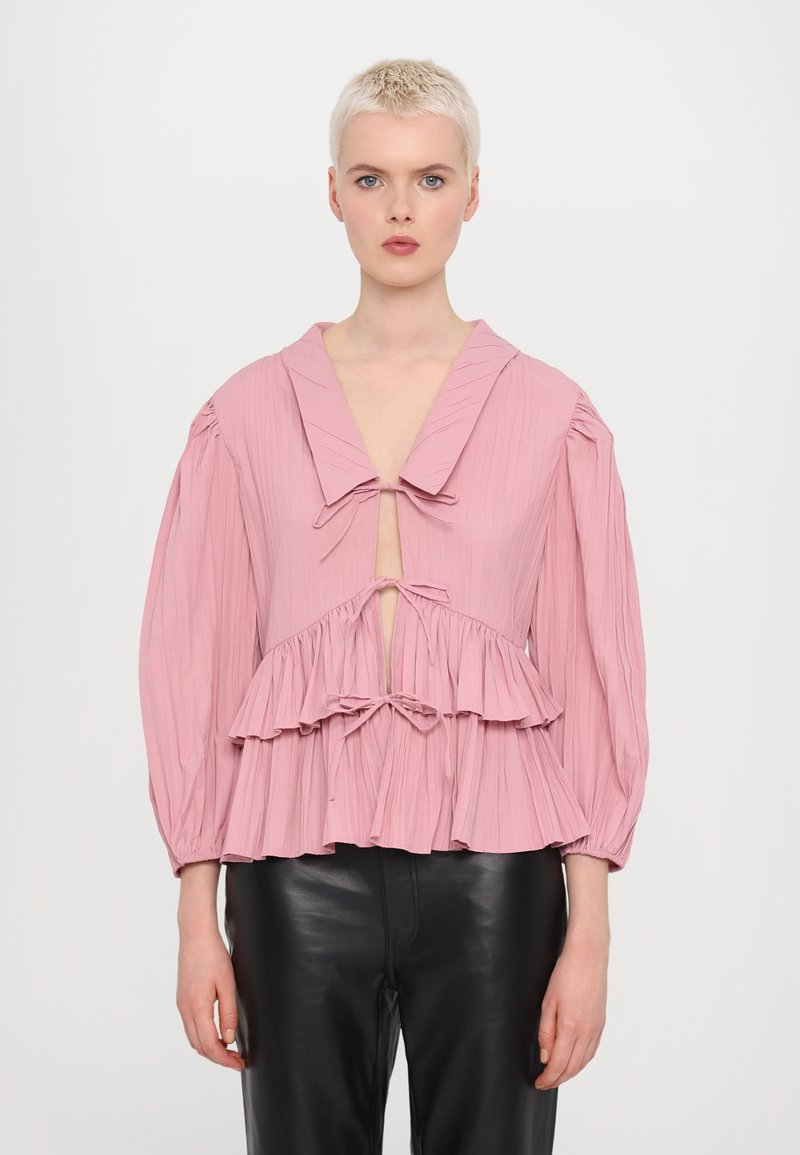 Stine Goya PLEATED BALLOON SLEEVE TIE - Bluse - pink nectar