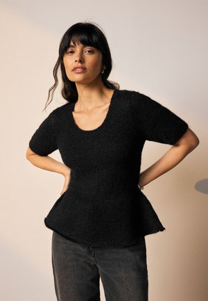 Next REGULAR FIT - SCOOP NECK PEPLUM  - Pamata T-krekls - black