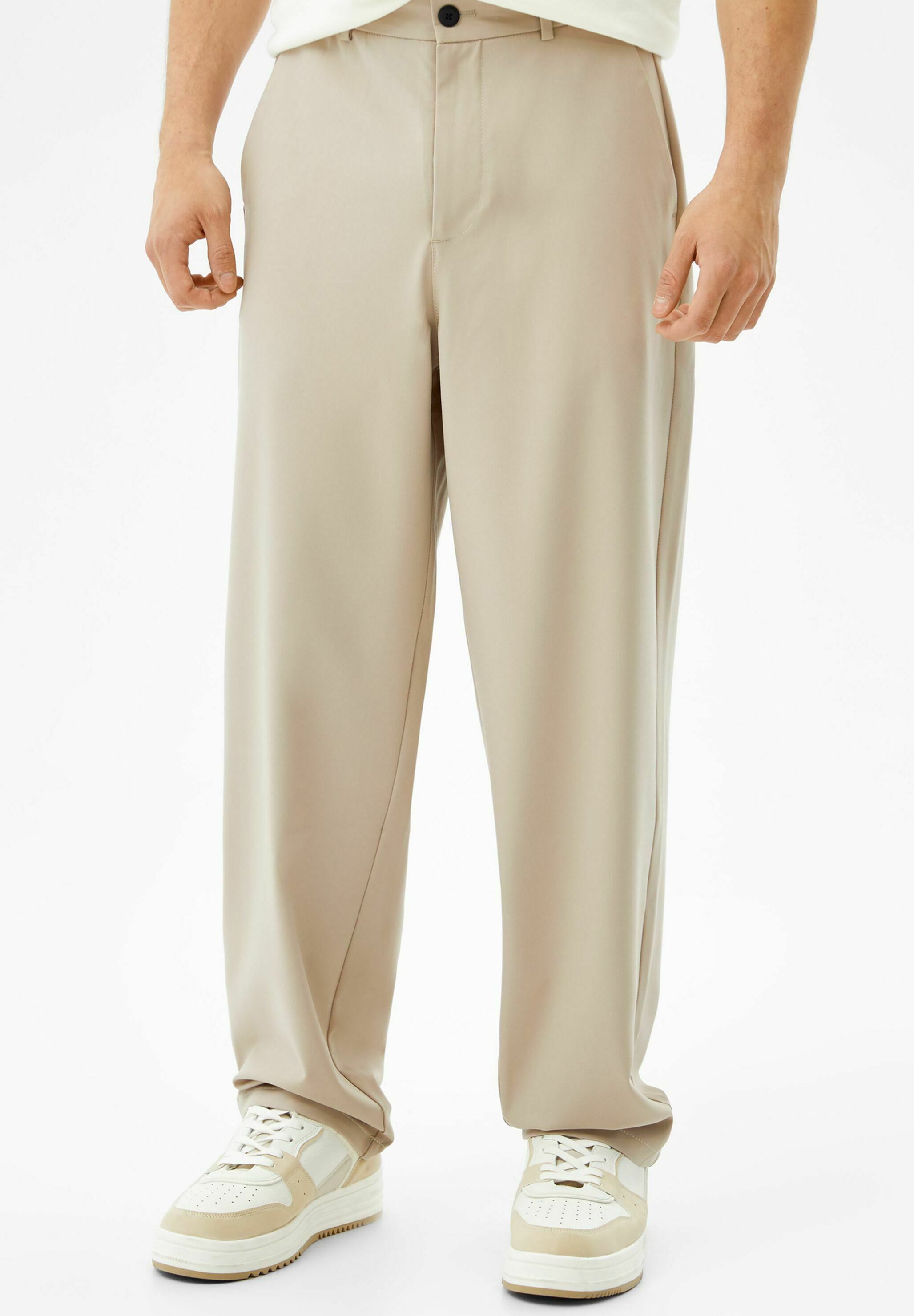 Bershka TAILORED FIT - Trousers - sand 