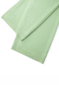 Geweven keukendoek in lichtgroen, met een subtiele ribbelpatroon. Gemaakt van absorberend materiaal, de randen zijn zorgvuldig afgewerkt.