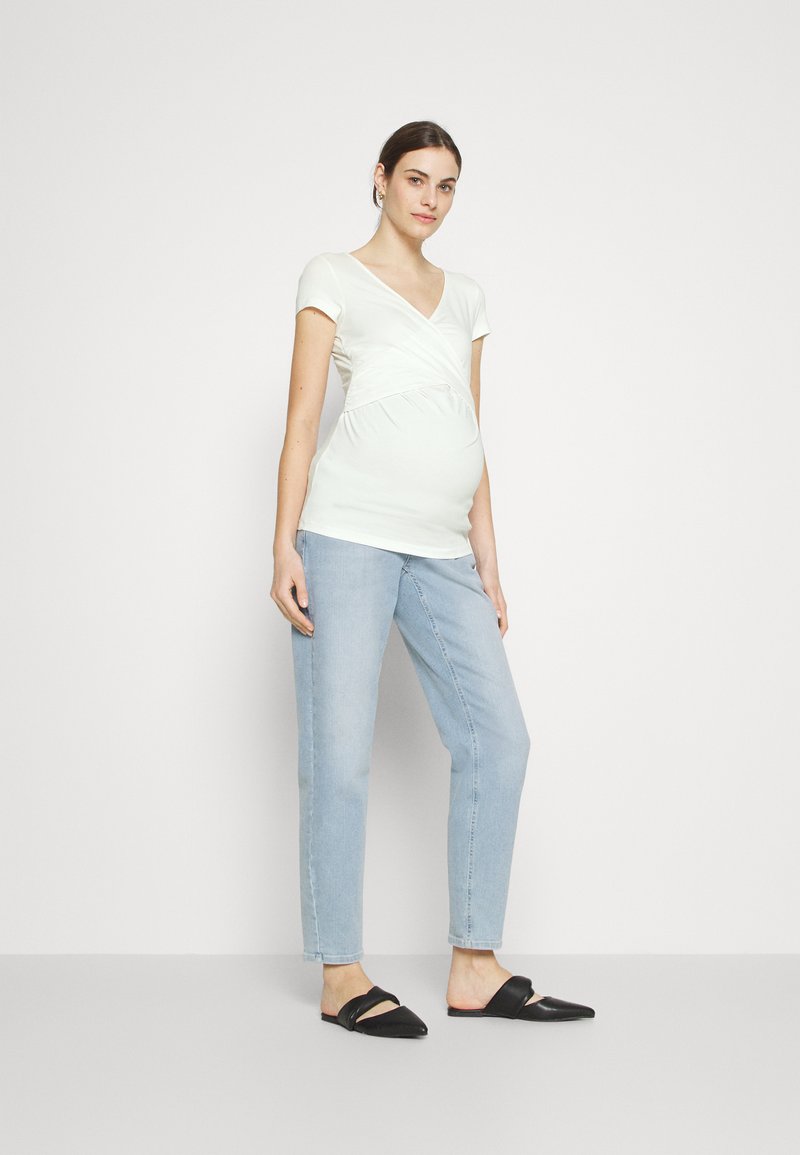 Even&Odd Maternity - 2PACK - T-shirt basic - off-white/ mottled-grey, Ingrandire