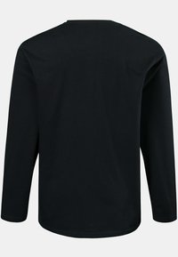 Zwart langarm T-shirt van katoen. Voorzien van een ronde halslijn, rechte snit en een gladde textuur zonder zichtbare patronen of accenten.