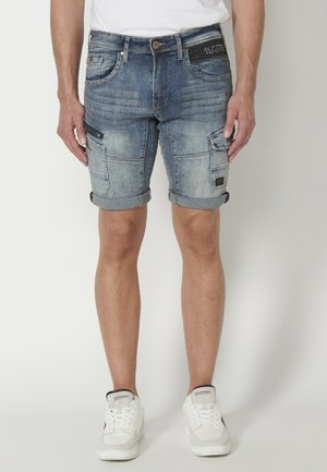 Koroshi BERMUDA CUTS STRETCH - Short en jean - azul cl light blue