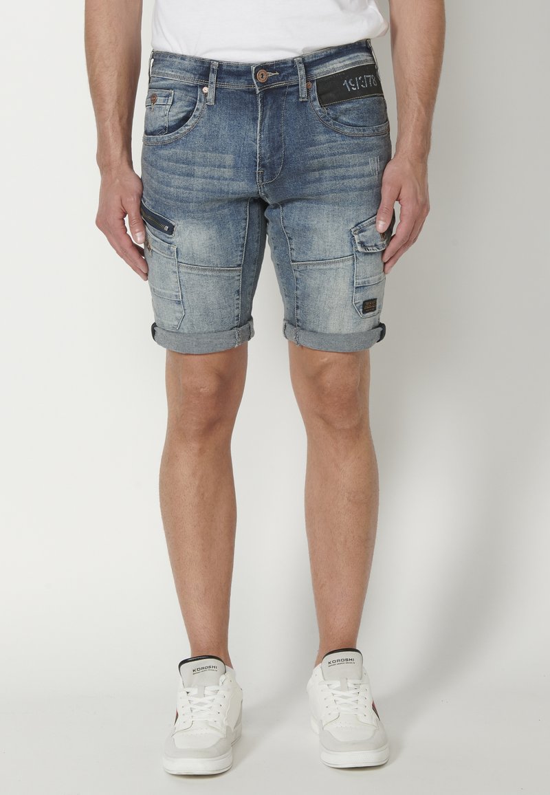 Koroshi - BERMUDA CUTS STRETCH - Jeans Shorts - azul cl light blue, Vergrößern