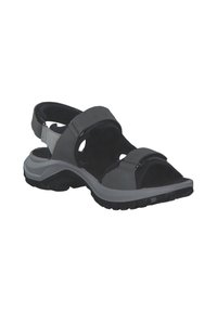 Grijze sportieve sandalen met een gesloten neus, verstelbare banden en een gevoerd voetbed. Gestructureerde rubbere zool voor grip en stabiliteit.
