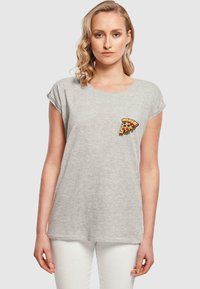 Merchcode PIZZA COMIC EXTENDED SHOULDER - Marškinėliai su spaudiniu - heather grey