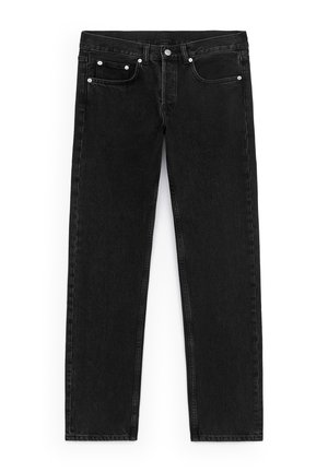 Jeans in denim nero con taglio dritto, tasche frontali con hardware argentato e un classico design a cinque tasche.