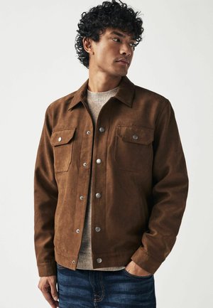 COLLARED TRUCKER - REGULAR FIT - Mākslīgās ādas jaka - brown