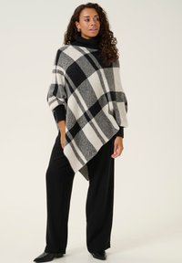 Cream LIVIA PONCHO - Pulover - black white check