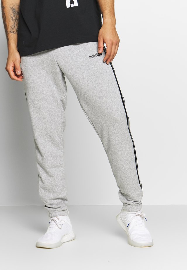 ESSENTIALS 3STRIPES FRENCH TERRY SPORT PANTS - Pantalon de survêtement - medium grey heather/black