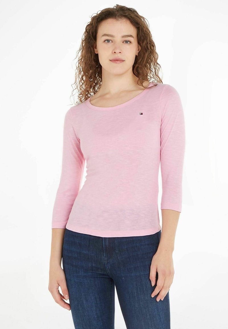 Tommy Hilfiger 1985 SLIM SLUB OPEN - Maglietta a manica lunga - iconic pink
