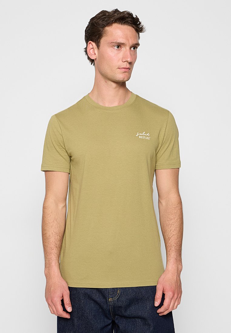 mustang T-shirt basic olijfgroen