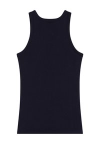 Canottiera blu navy con design senza maniche classico, realizzata in morbido cotone con una texture liscia. Senza motivi o decorazioni.