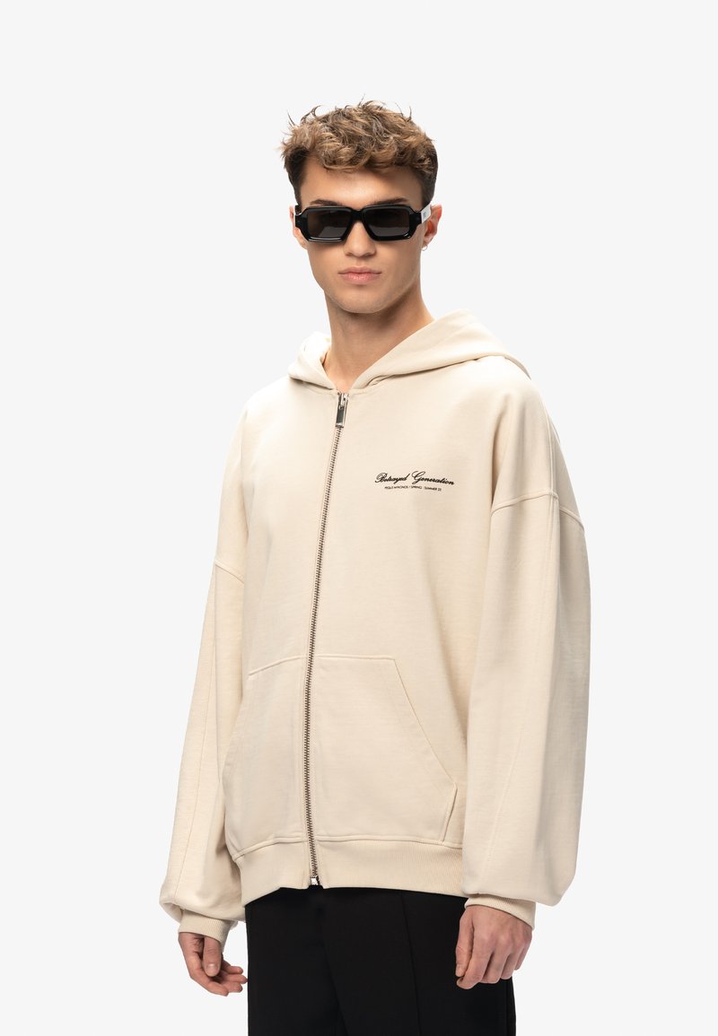 PEQUS BETRAYED ZIP HOODIE UNISEX Zipup sweatshirt cream/beige