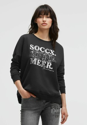 Soccx, SOCCX SWEATSHIRT MIT PAILLETTEN-ARTWORK UND SEITENSCHLITZEN - Sweatshirt - black