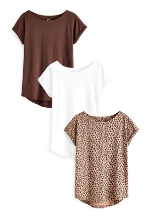 CAP SLEEVE 3 PACK - Nyomott mintás póló - brown white animal
